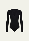 Wolford V-neck Jersey Bodysuit In Black