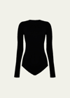 Wolford Long-sleeve Crewneck Bodysuit In Black