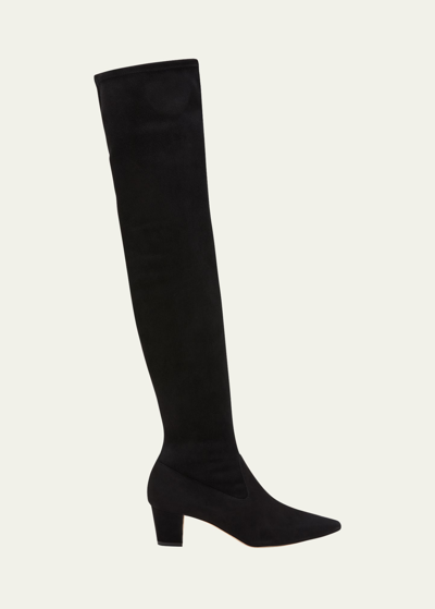 Manolo Blahnik Lupasca Suede Over-the-knee Boots In Black