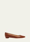 Manolo Blahnik Lanza Bb Lambskin Ballerina Flats In Brown