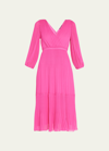 Kobi Halperin Kayleigh Pleated Blouson-sleeve Dress In Pink