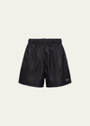 Prada Recycled Nylon Logo-print Shorts In Black