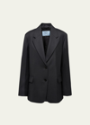 Prada Lana Wool Gabardine Cutaway Jacket In Black