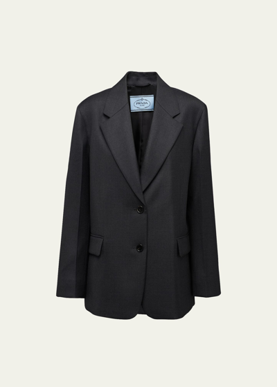 Prada Lana Wool Gabardine Cutaway Jacket
