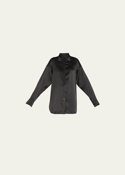 Tom Ford Silk Satin Shirt In Black
