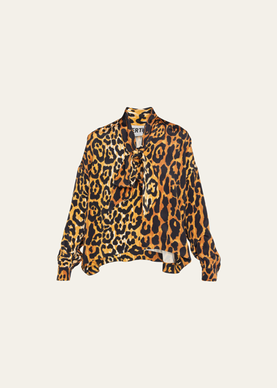 Libertine Leopardo Tie Long-sleeve Blouse In Brown