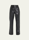 Nanushka Vinni Mid-rise Straight Leather Ankle Pants In Black