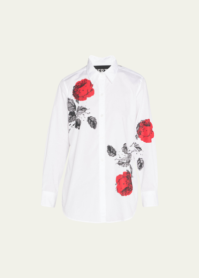 Libertine Stone Roses Button Down Shirt In White