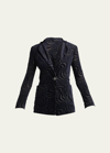 Giorgio Armani Swirl Jacquard Jersey Single-breasted Blazer Jacket In Black