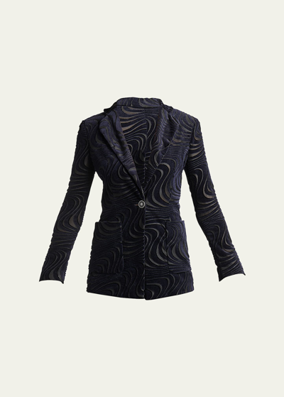 Giorgio Armani Swirl Jacquard Jersey Single-breasted Blazer Jacket