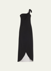 Giorgio Armani Bow One-shoulder Silk Gown In Black