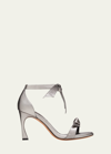 Alexandre Birman Clarita Metallic Ankle-bow Sandals In Gray