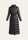 Moncler Fudson Long Puffer Coat In Black