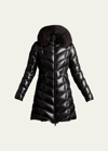 Moncler Fulmarre Faux Fur Long Puffer Coat In Black