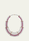 Yutai Modular Necklace In Pink Sapphire And Akoya Pearls In Metallic