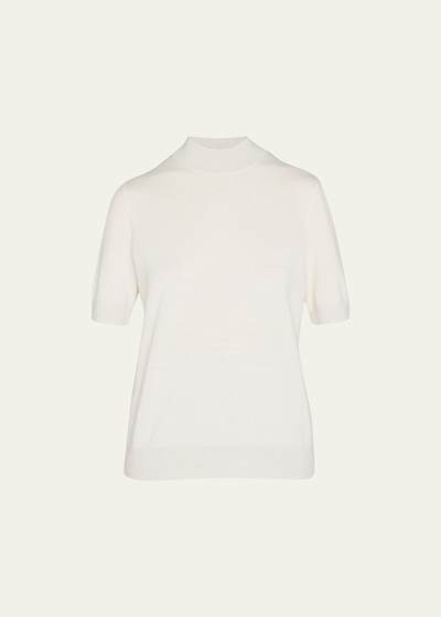 Lafayette 148 Cashmere Mockneck Sweater In White