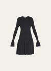 Tanya Taylor Roxanne Bell-cuff Mini Knit Dress In Black