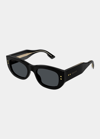 Gucci Embellished Rectangle Acetate Sunglasses In Black