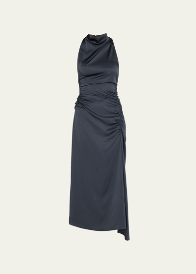 A.l.c Inez Draped High-neck Midi Dress In Black