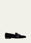 Manolo Blahnik Men's Carlton Crystal Buckle & Grosgrain Ribbon Velvet Loafers In Navy