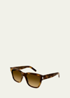 Saint Laurent Men's Saddle-bridge Rectangle Sunglasses In Brown