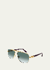 Cartier Men's Gradient-lens Aviator Sunglasses In Gold