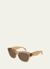 Alaïa Embellished Rectangle Acetate Sunglasses In Brown