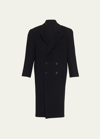 Saint Laurent Double-breasted Cashmere Coat In Noir