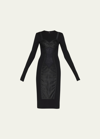 Dolce & Gabbana Long-sleeve Midi Sheath Dress In Black