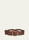 Etro Woven Leather Belt In Gold