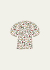 Oscar De La Renta Off-shoulder Rose Print Puff-sleeve Mini Dress In Multi
