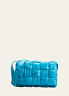Bottega Veneta Cassette Intrecciato Plisse Leather Crossbody Bag In Blue
