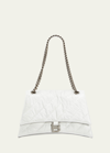 Balenciaga Crush Medium Quilted Chain Shoulder Bag In White