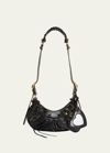 BALENCIAGA LE CAGOLE XS CROC-EMBOSSED SHOULDER BAG