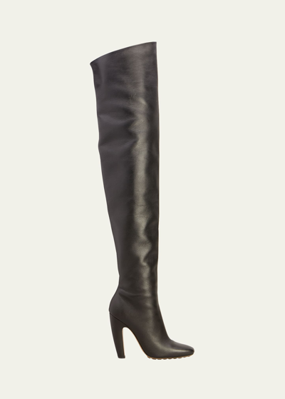 Bottega Veneta Black Canalazzo 100 Over-the-knee Leather Boots