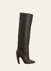 Bottega Veneta Mini Lido Intrecciato Leather Knee Boots