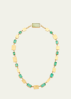 Judy Geib Gold Box Necklace With Colombian Emeralds And Peridot Clasp In Multi