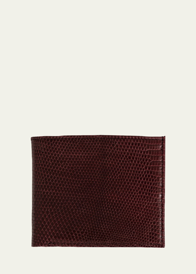 Abas Men's Lizard Leather Bifold Wallet In Brown