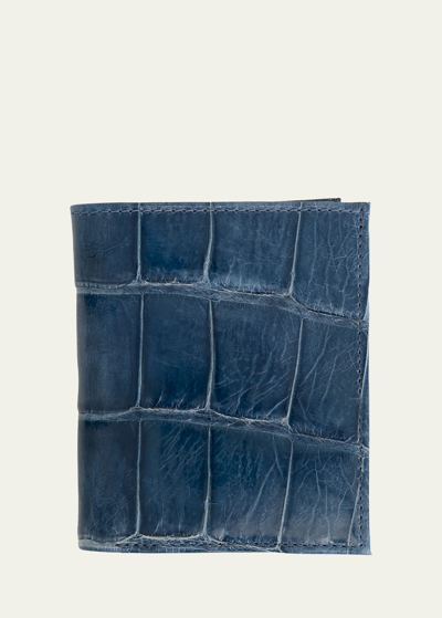 Abas Men's Glazed Alligator Leather Bifold Wallet In Blue