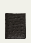 Abas Men's Ostrich Leather Bifold Wallet W/ Id Window In Black