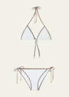 BURBERRY CHECK-TRIMMED TWO-PIECE BIKINI SET, WHITE