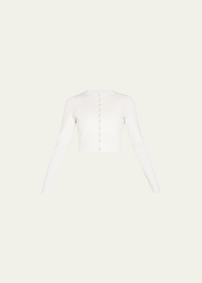 Victoria Beckham Crop Fitted Cardigan In White