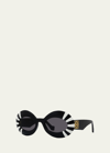 Loewe Anagram Oval Acetate Sunglasses In Black