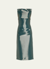 Ralph Lauren Arella Boat-neck Satin Midi Dress In Gray