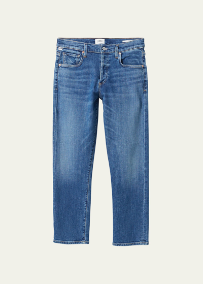 Citizens Of Humanity Emerson Cropped Low-rise Boyfriend Jeans In Blue
