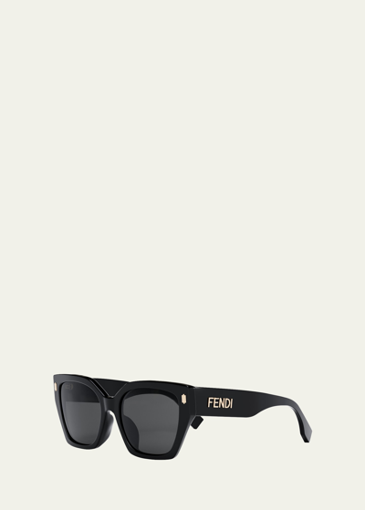 Fendi Logo Square Acetate Sunglasses In Black