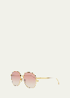 Fendi Oversized Round Metal Sunglasses In Gold