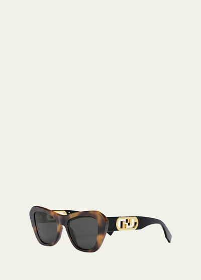 Fendi Ff Nylon Cat-eye Sunglasses In Brown
