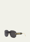 Fendi Rectangular Metal Shield Sunglasses