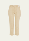 Amo Denim Straight Cropped Army Trousers In Gold